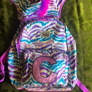 Justice sequenced backpack with zipped hood